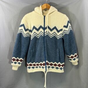 Vintage Outerbound Jacket Mens Medium Sherpa Lined Knit Wool Hooded 90s